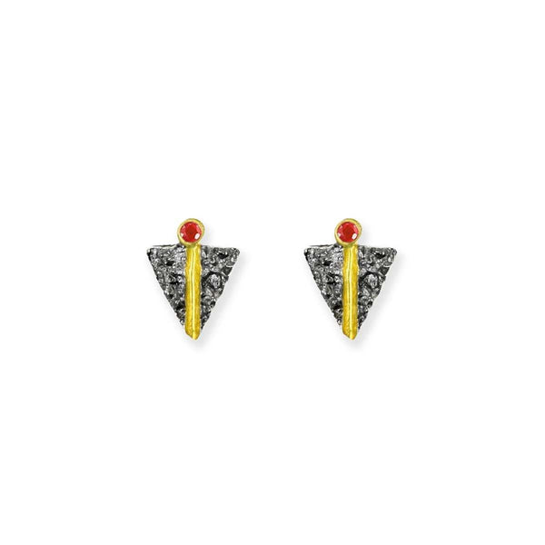 Silver Triangles With Ruby - ArtLofter