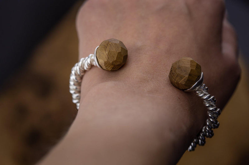 Silver Bracelet With Wood - ArtLofter