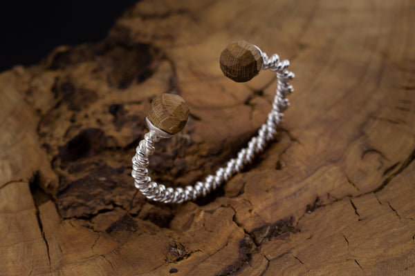 Silver Bracelet With Wood - ArtLofter