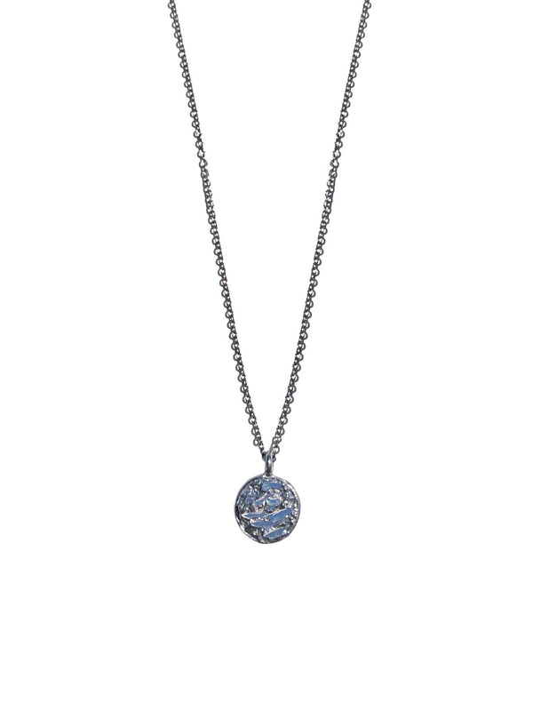 Small Oxidized Silver Necklace With Diamond Dust - ArtLofter
