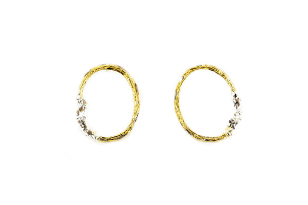 Gold Plated Earrings With Diamond Dust - ArtLofter