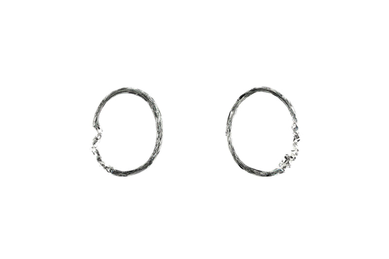 Oxidized Silver Earrings With Diamond Dust - ArtLofter