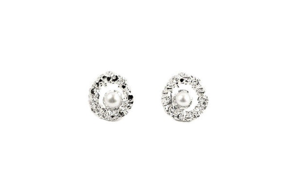 Silver Earrings With Diamond Dust And Pearls - ArtLofter