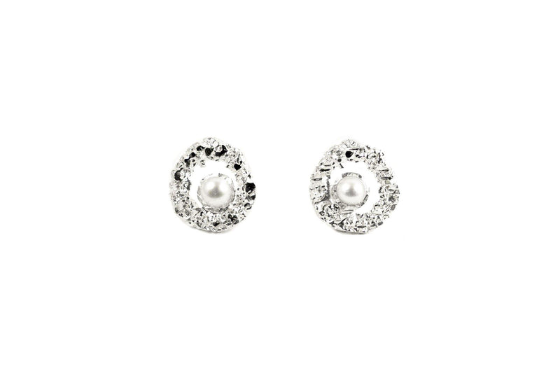Silver Earrings With Diamond Dust And Pearls - ArtLofter
