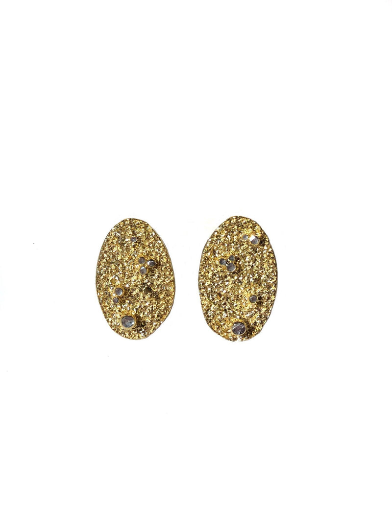 Gold Plated Earrings With Silver Grains - ArtLofter