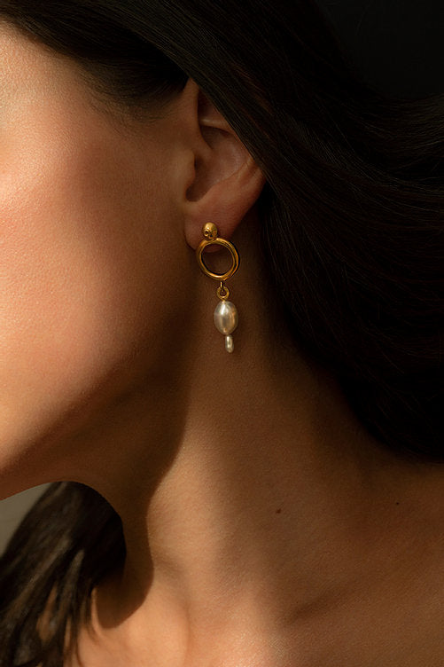 Gold Plated Pearl Drop Earrings