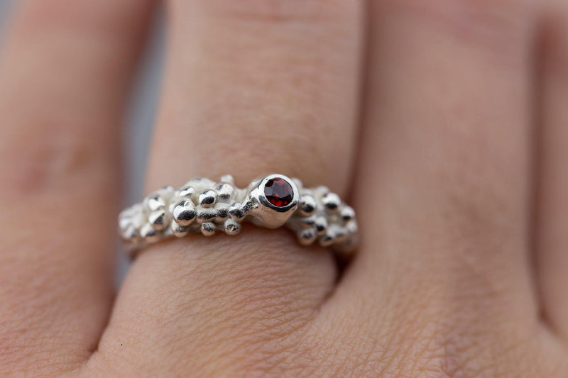Silver Ring With Garnet - ArtLofter