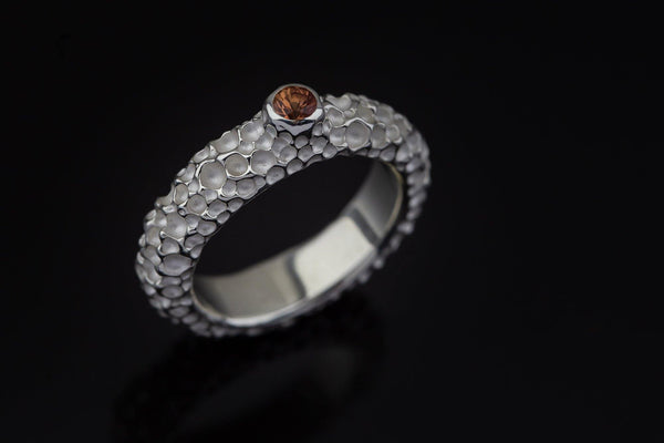Silver Ring With Orange Sapphire - ArtLofter