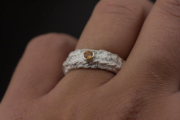 Silver Ring With Orange Sapphire - ArtLofter