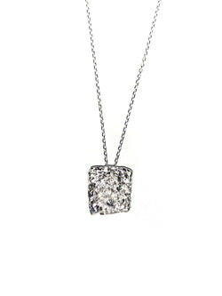 Square Silver Necklace With Diamond Dust - ArtLofter