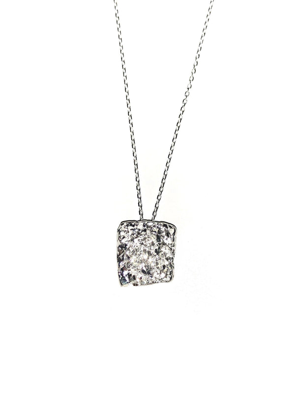 Square Silver Necklace With Diamond Dust - ArtLofter